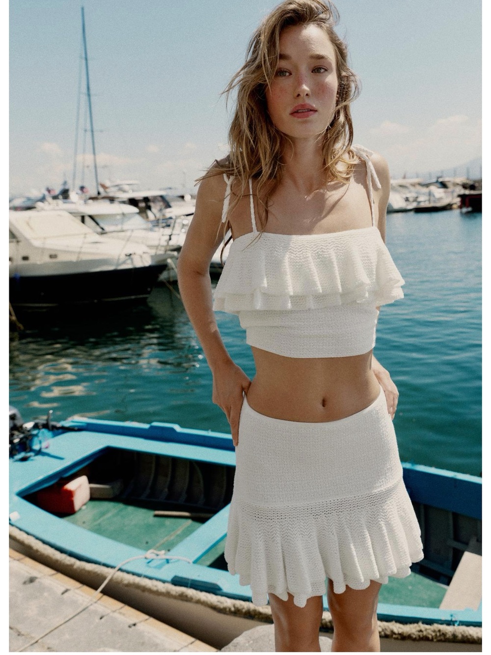 Zara 2 piece white skirt set